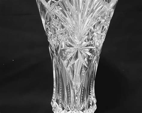 Large Clear Crystal Flower Vase Cristal D Arques Durand Vincennes Vase Vintage Crystal Cut