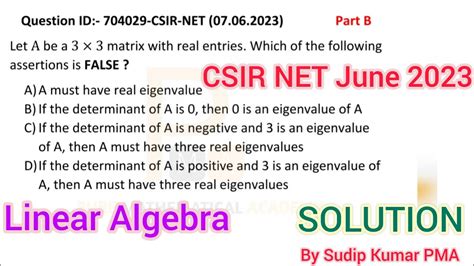 CSIR NET June 2023 Linear Algebra Solution Q ID 704029 Mathematics