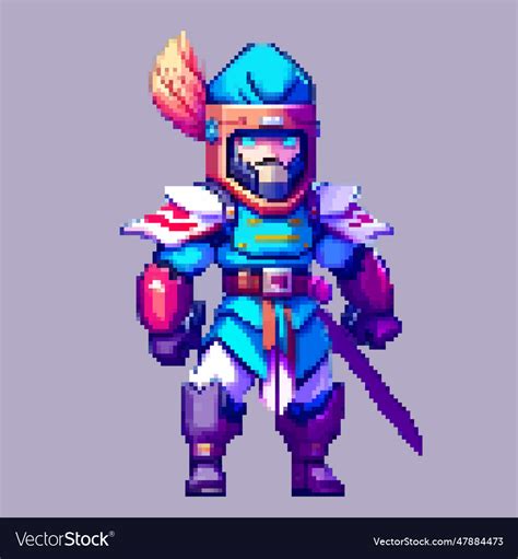 Knight warrior pixel art character for 8 bit game Vector Image