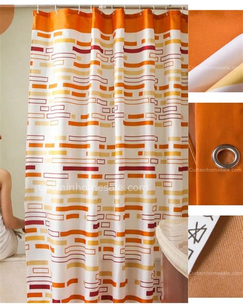 Fancy Orange Color Geometric Print Fun Shower Curtain Cool Shower