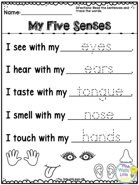 54 WORKSHEETS FOR KINDERGARTEN ON FIVE SENSES