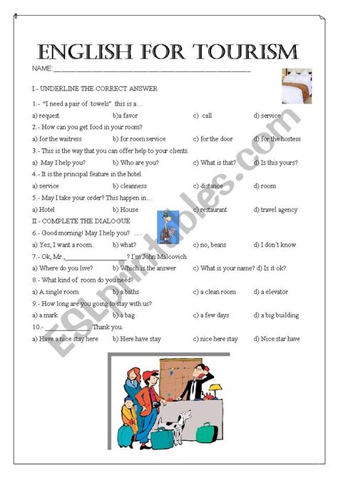 English For Tourism Esl Worksheet By Lauris