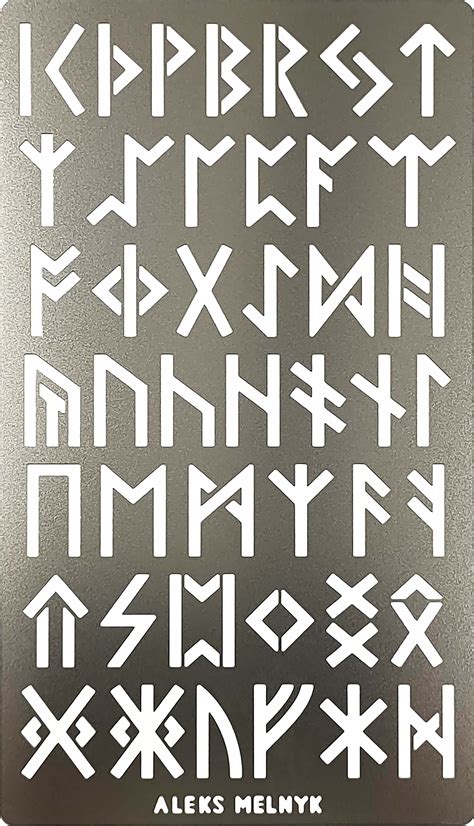 Aleks Melnyk 35 Wicca Metal Stencil Hieroglyphics Alphabet Rune Set