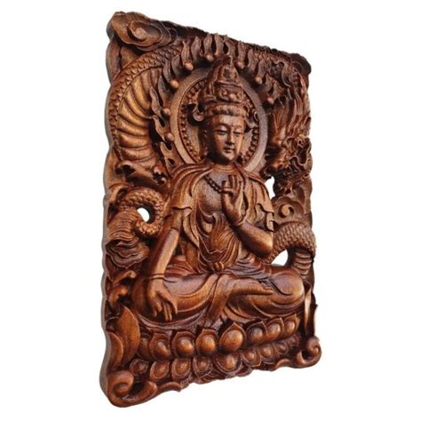 Quadro Guan Yin Kuan Yin Modelo 2 em Madeira Maciça 27cm Elo7