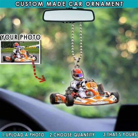 Personalized Photo Go Kart Car Hanging Ornament Car Decor Car