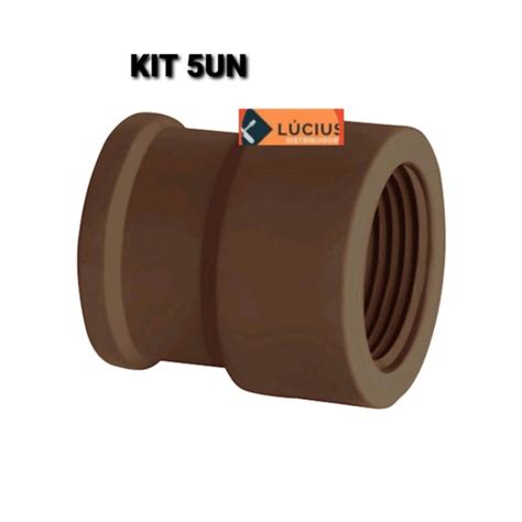 Kit 5un Luva Emenda Soldavel Rosca Lr 20x1 2 Uniao Cano Tubo Pvc Marron