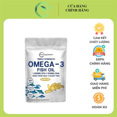 Viên Uống Dầu Cá Micro Ingredients Triple Strength Omega 3 Fish Oil