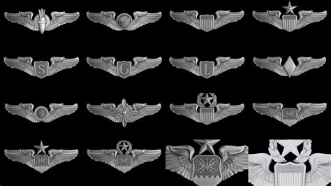 USAF Wings Badge set 3D Model Collection | CGTrader