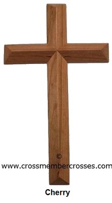 Single Layer Beveled Wooden Cross Cherry