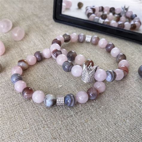 Браслет из розового Кварца и Агата Ботсвана в интернет-магазине Ярмарка ...