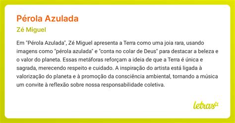 Letra De Zé Miguel Pérola Azulada - Significado da música PÉROLA AZULADA (Zé Miguel) - LETRAS.MUS.BR