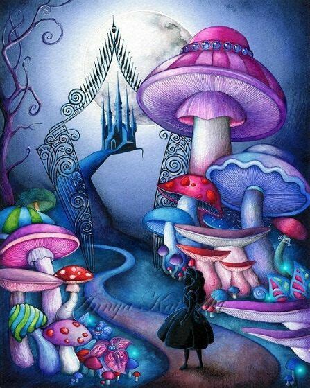 Alice In Wonderland Colorful Watercolor Wall Art Wall Painting