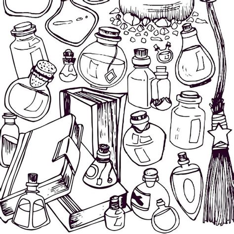 Coloring Book Hand Drawn Potions How To Draw Hands Coloring Books