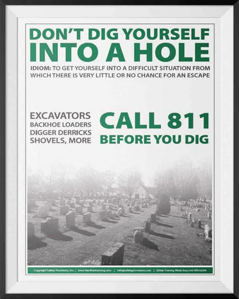 earth mover safety poster dont dig    hole hht