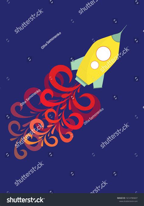 Vector Rocket Flame Illustration Hand Drawn Stock Vector Royalty Free