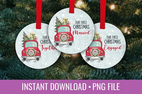 First Christmas Couple Round Ornament Sublimation Png Bundle 373381 Sublimation Design Bundles