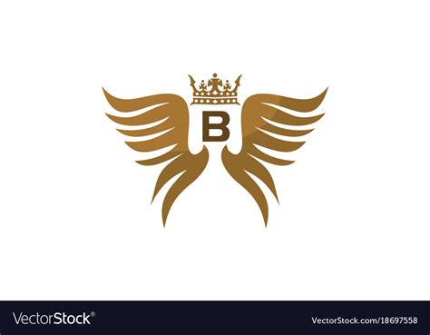 Wing Shield Crown Initial B Royalty Free Vector Image