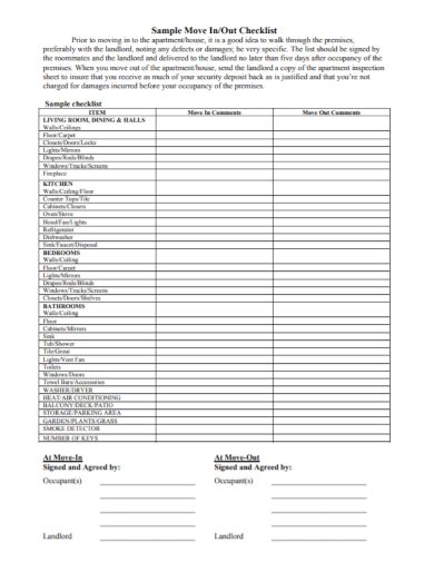 Free 10 Move Out Checklist Samples Tenant Cleaning Inspection