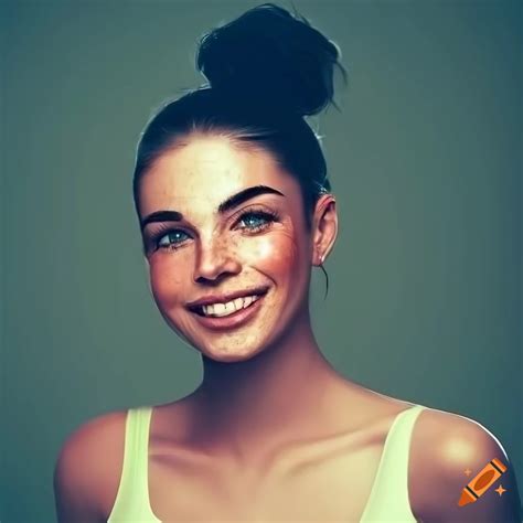 Portrait Of A Young Woman With Freckles And Dark Hair On Craiyon