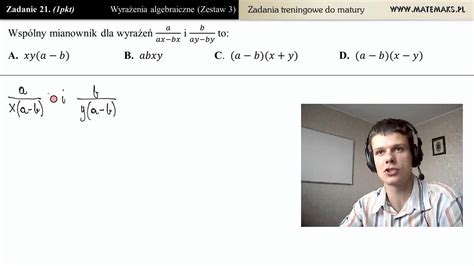 Zad21 Wyznacz wspólny mianownik wyrażenia algebraiczne zestaw 3