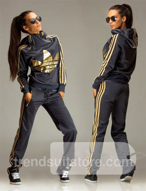 Stylish Tracksuit With Gold Adidas Print Adidas Outfit Sporty Outfits Adidas Jumpsuit