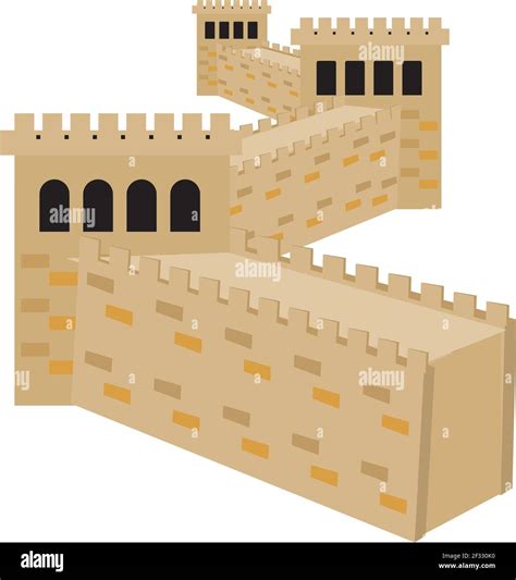 Great wall of China, illustration, vector on white background Stock ...