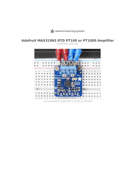 PDF Adafruit MAX31865 RTD PT100 Or PT1000 Amplifier DOKUMEN TIPS