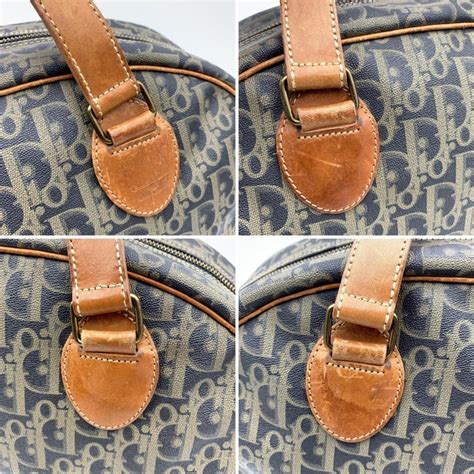 Christian Dior Vintage Grey Trotter Canvas Handbag Duffle Bag For Sale