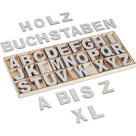 Relaxdays Holzbuchstaben Set 208 tlg Großbuchstaben A Z Deko