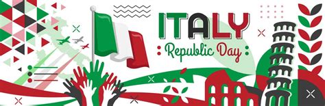 Italy National Day Banner Design Republic Day Of Italy Or Italia