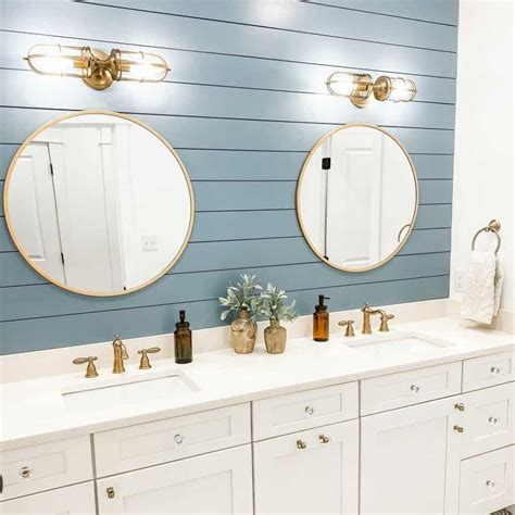 Bathroom With Blue Shiplap Backsplash Soul Lane