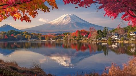 Premium Photo Autumn Season And Mountain Fuji At Kawaguchiko Lake Japan