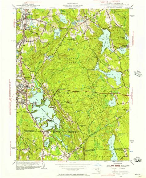 Oxford Massachusetts 1953 1957 Usgs Old Topo Map Reprint 7x7 Ma Quad