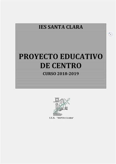 PDF PROYECTO EDUCATIVO DE CENTRO IES Santa Clara Aprendizaje Y