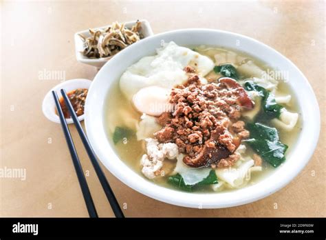 Delicious Pan Mee Noodle Soup Popular Chinese Food In Malaysia Stock