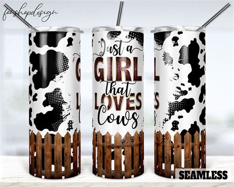 Just A Girl That Loves Cows Cow Print Seamless Tumbler 20 Oz Tumbler Skinny Tumbler Sublimation