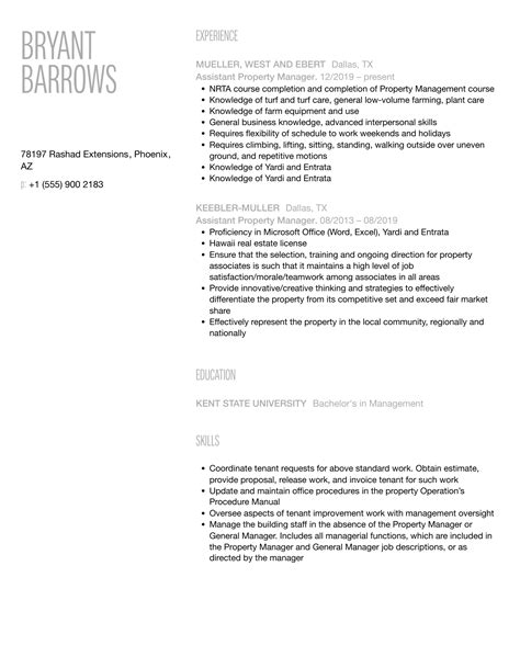 Assistant Property Manager Resume Samples Velvet Jobs