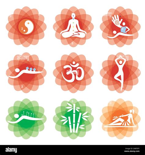 Yoga Massage Alternative Medicine Icons Set Of Massage Yoga Spa