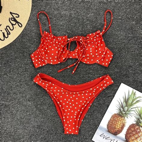 Muxilove Underwire Brazilian Bikini 2019 Women Swimwear Red Polka Dots Swimsuit Female Two