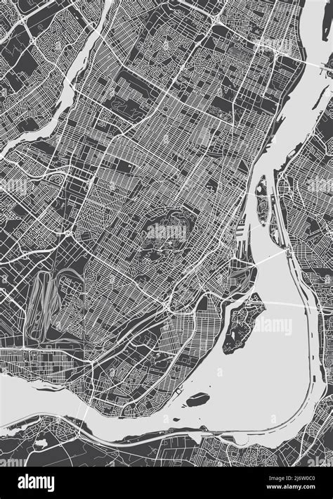 Mapa de la ciudad de Montreal plano detallado monocromo ilustración