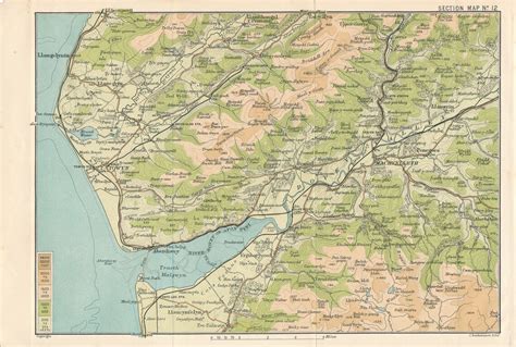 1904 Towyn Wales & Environs United Kingdom Antique Map - Etsy