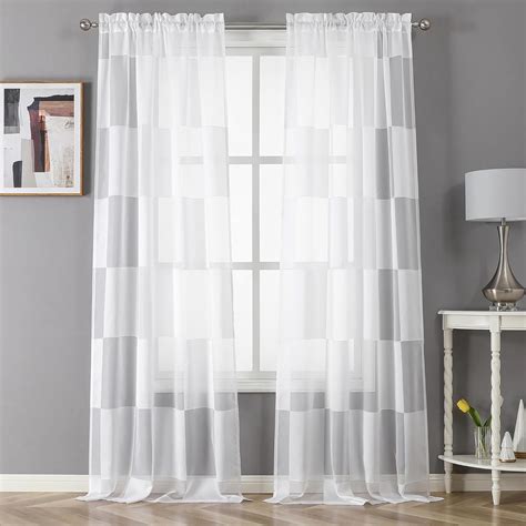 Amazon Ovzme Extra Long Sheer White Curtains For Living Room Rod