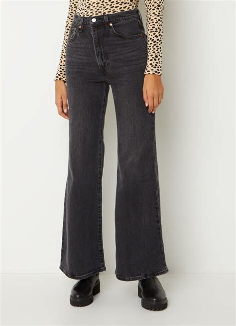 Levis Ribcage High Waist Flared Jeans Met Gekleurde Wassing • Zwart