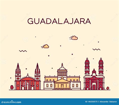 Horizonte Jalisco M xico De Guadalajara Un Vector Linear Ilustración