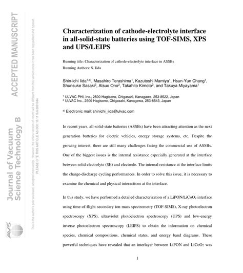 Pdf Characterization Of Cathode Electrolyte Interface In All Solid