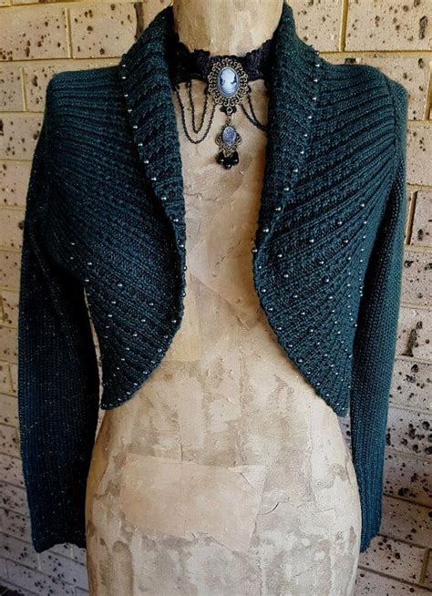 Dark Green Knitted Bolero Cardigan Shrug Size By Tinyteddysdesigns