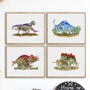 Dinosaur Art, Dinosaur Family Print Set, Dino Posters, Dinosaur Prints ...