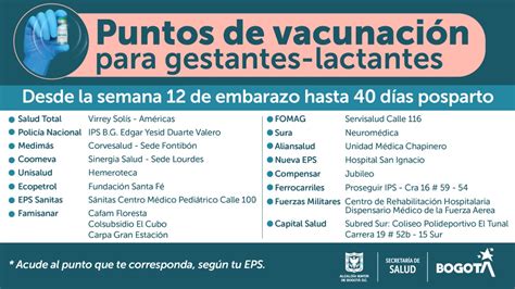 Puntos de vacunación contra COVID 19 en Bogotá 7 y 8 de agosto