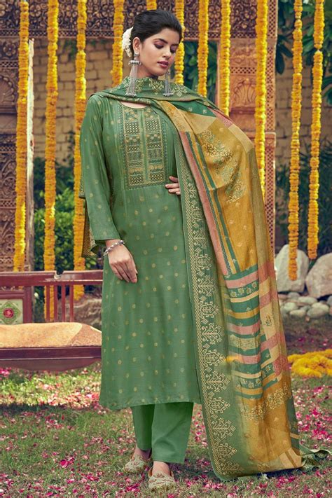 Genda Phool Bemberg Russian Silk Salwar Suit Design 835 Suit Designs