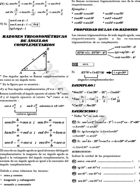 Propiedades De Las Razones Trigonometricas Problemas Resueltos Nivel Uni